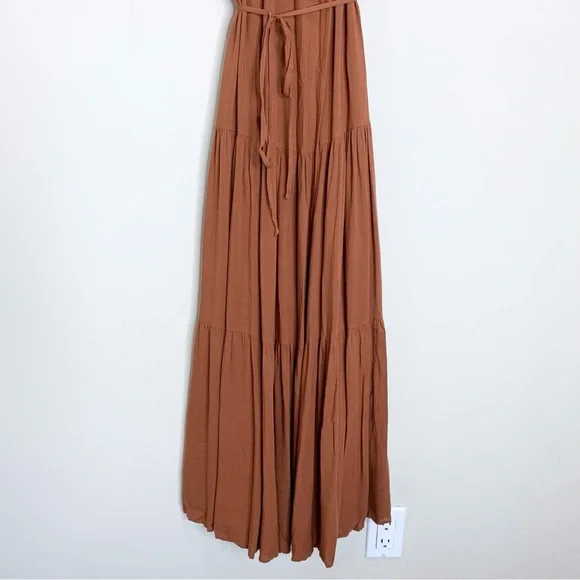 Christy Dawn The Augusta Midi Dress (Sz S) Short Puff Tie Sleeve Wrap Rust - Picture 8 of 16